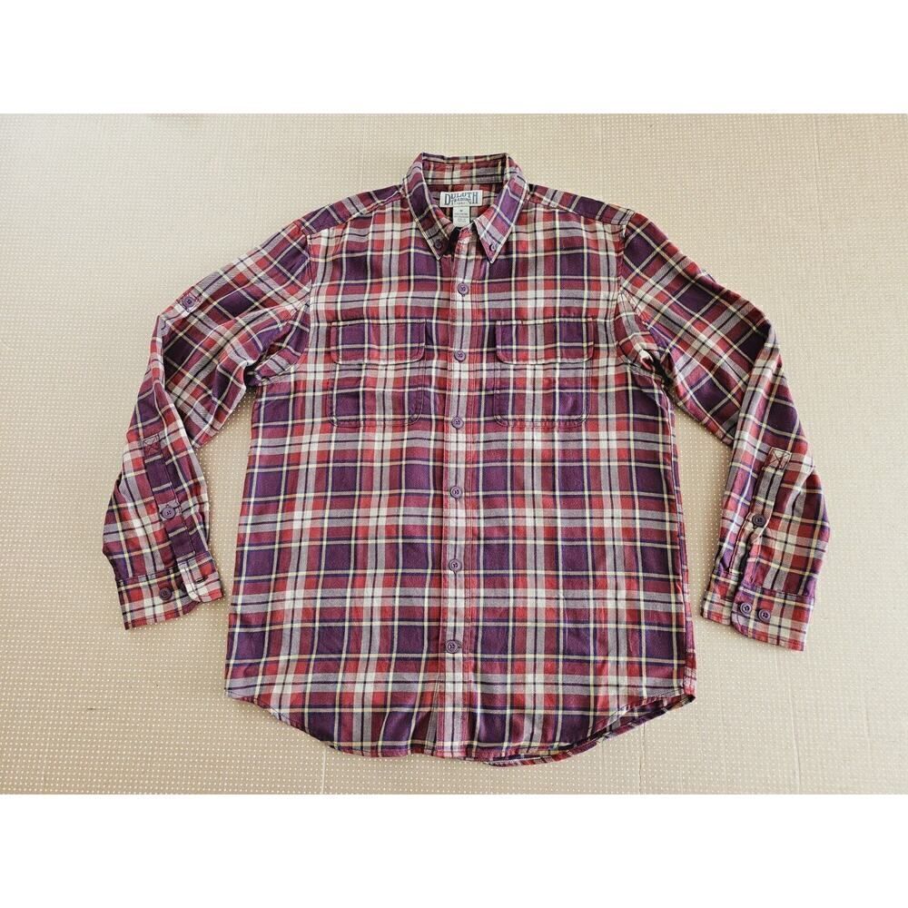 Duluth Trading Co Flannel Shirt Men's Medium Plaid Long Sleeve Button Up Pockets